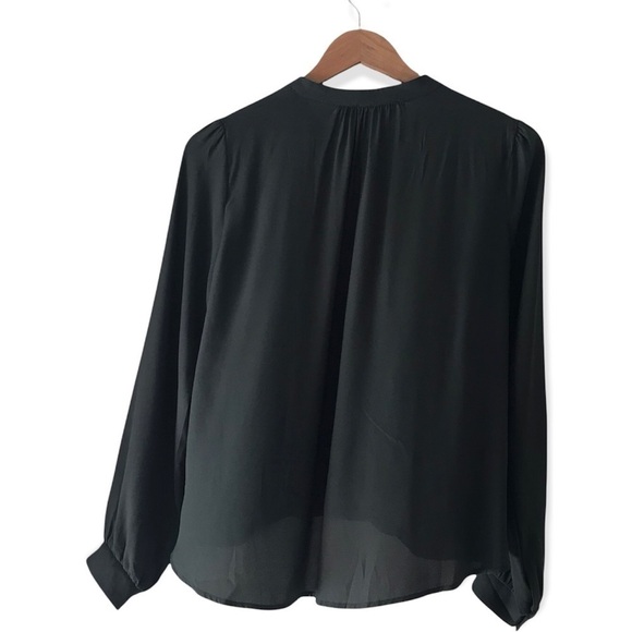 Lush Drape Hunter Green Long Sleeve Button Chocker Collar Blouse. Size Small - Picture 3 of 10